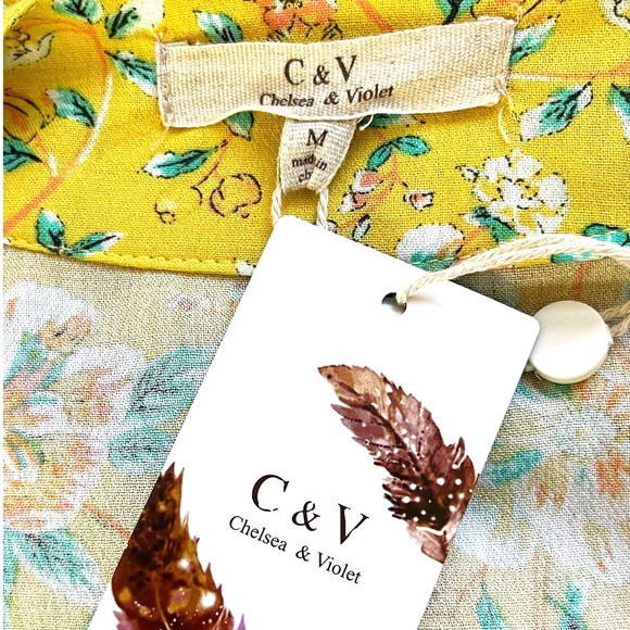 Chelsea & Violet NWT Floral Print Yellow Flowing Dusty Citron Duster Kimono Med - Picture 12 of 15